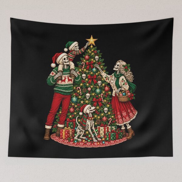 Item preview, Gothic Skeleton Family Decorating Christmas Tree Creepmas designed and sold by MagnusDorsey.