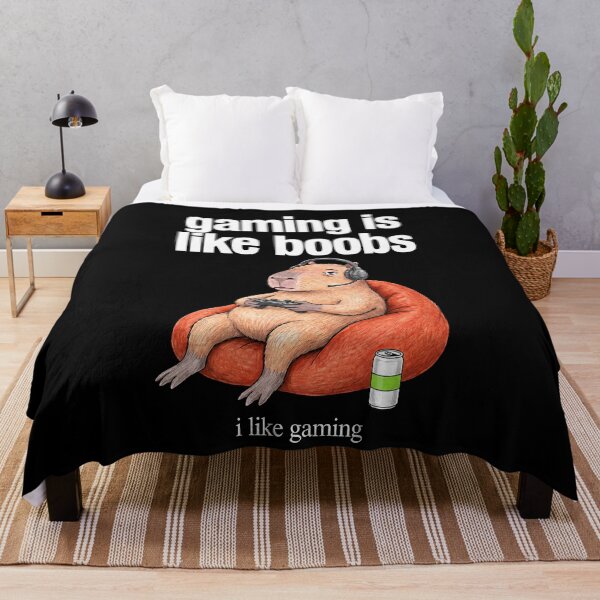Item preview, Gaming Is Like Boobs Funny Capybara designed and sold by raewaelchi.