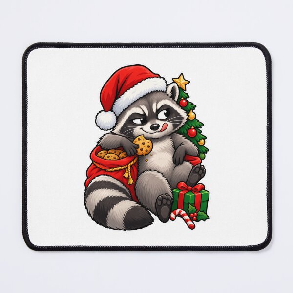 Item preview, Mischievous Raccoon Santa Cookie Thief designed and sold by HeleneKarlsen.