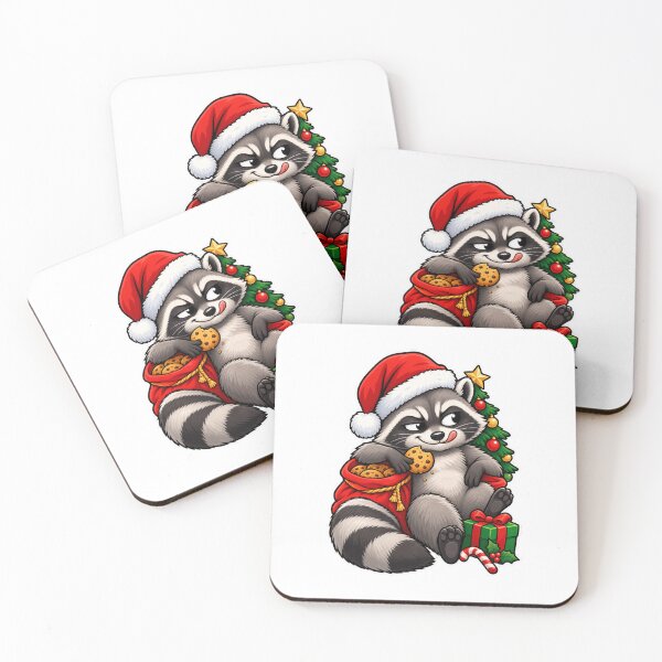 Item preview, Mischievous Raccoon Santa Cookie Thief designed and sold by HeleneKarlsen.