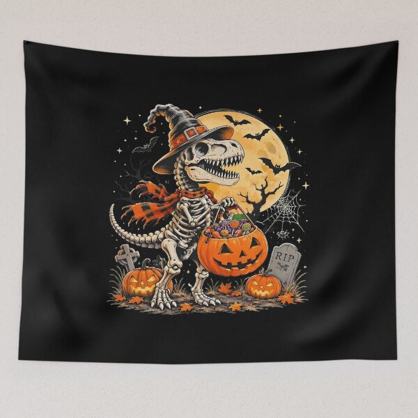 Item preview, Skeleton Dinosaur Halloween Witch Hat Candy Pumpkin designed and sold by Dmo3HarkoArt.