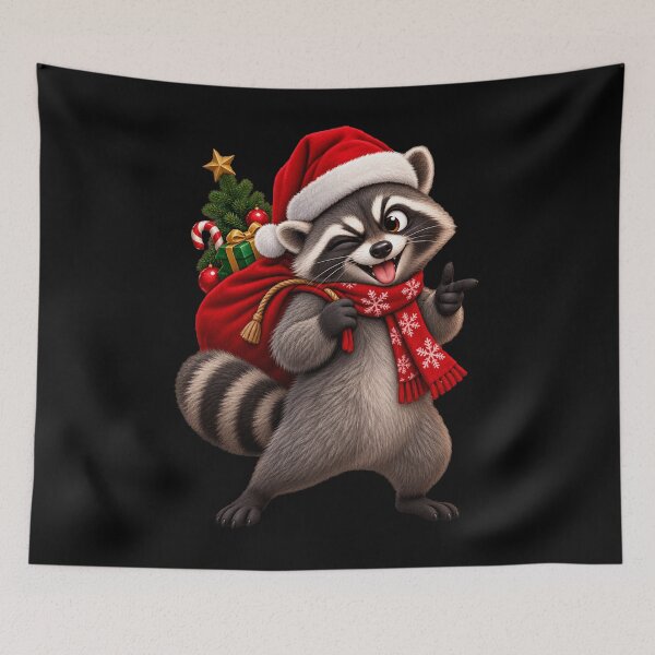 Item preview, Christmas Raccoon Santa Hat designed and sold by HeleneKarlsen.
