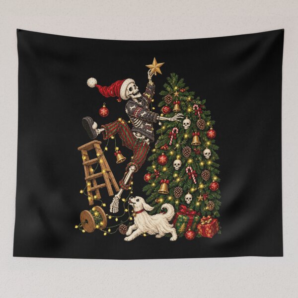 Item preview, Clumsy Skeleton Decorating Christmas Tree Dog Creepmas designed and sold by MagnusDorsey.