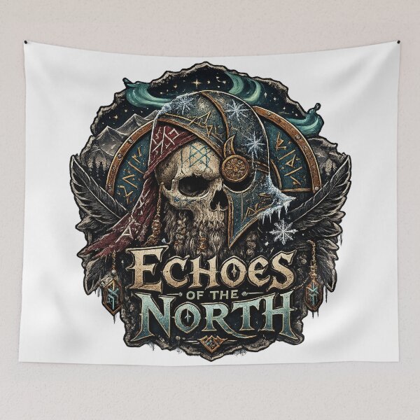 Item preview, Viking Skull Norse Warrior Helmet Dark Fantasy Echoes of the North  Art designed and sold by inkoutninja.