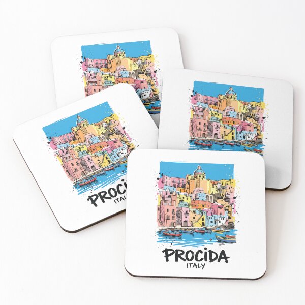 Item preview, Procida Italy Colorful Fishing Village Travel Art designed and sold by Merch by Das Design Studio.