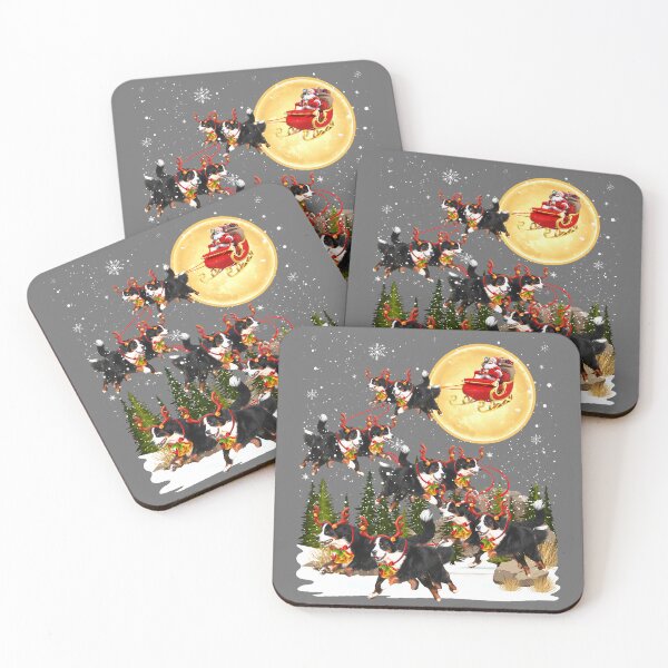 Item preview, Bernese Mountain Dog with Santa and Reindeer designed and sold by KristineLi.