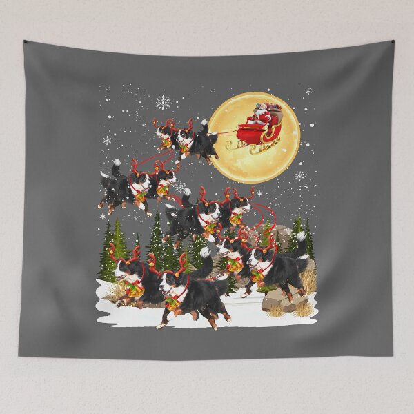 Item preview, Bernese Mountain Dog with Santa and Reindeer designed and sold by KristineLi.