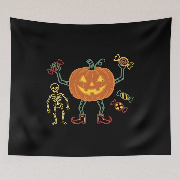 Item preview, Spooky Halloween Pumpkin And Skeleton Candy Fun designed and sold by Dmo3HarkoArt.