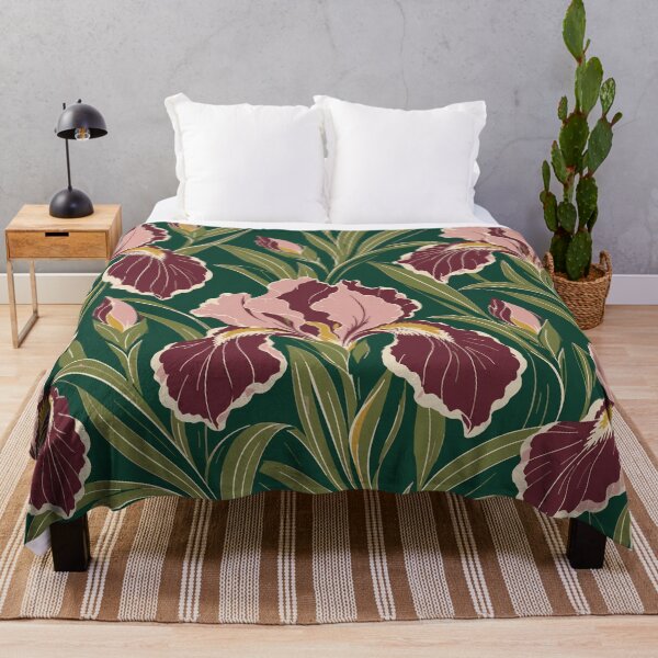 Item preview, Iris Flower Pattern – Linocut Iris Duvet Cover and Throw designed and sold by In A Word | One-Word Tees & Gifts.