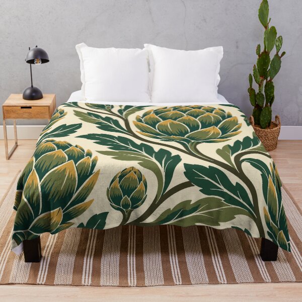 Item preview, Artichoke Pattern – Linocut Artichoke Duvet Cover and Throw designed and sold by In A Word | One-Word Tees & Gifts.
