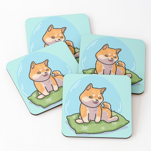 Item preview, Cute Shiba Inu Sitting on Cushion Relaxing Kawaii designed and sold by BrightVibeStore.