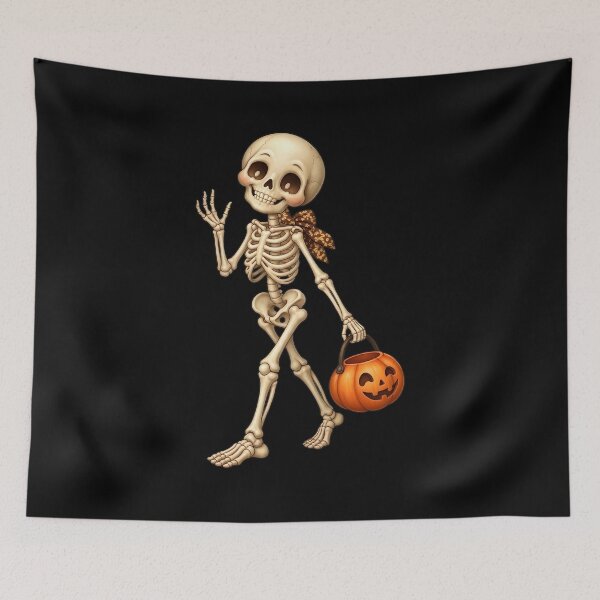 Item preview, Cute Halloween Skeleton Trick-or-Treating designed and sold by Dmo3HarkoArt.