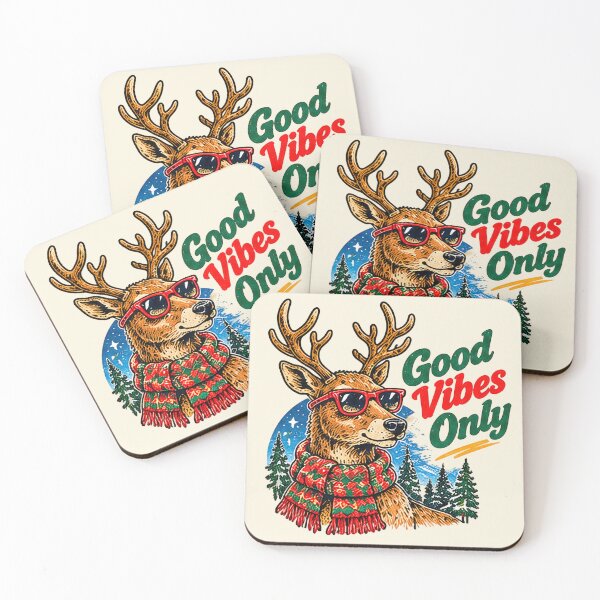 Item preview, Good Vibes Only Retro Christmas Reindeer designed and sold by lungpleecha.