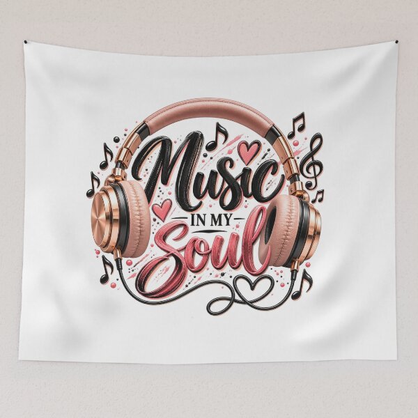 Item preview, Music in My Soul – Rose Gold Headphones and Pink Music Art designed and sold by RJACreative.