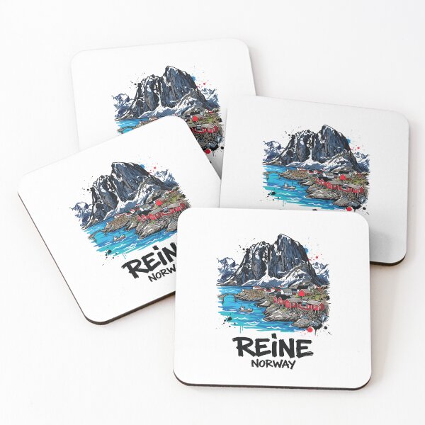 Item preview, Reine Lofoten Norway Red Cabins Travel Art designed and sold by Merch by Das Design Studio.