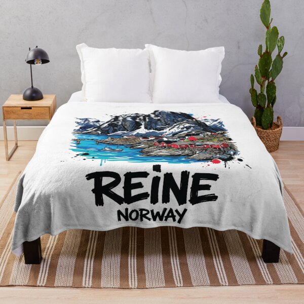 Item preview, Reine Lofoten Norway Red Cabins Travel Art designed and sold by Merch by Das Design Studio.