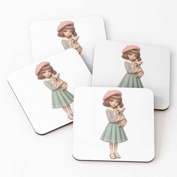 Item preview, Parisian Beret Doll Girl with French Bulldog designed and sold by AliceMonberCom.