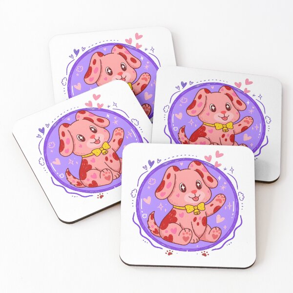 Item preview, Cute Pink Dog Kawaii Heart Spots Bow Bell designed and sold by michellejonesv.