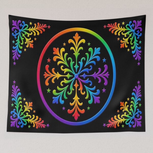 Item preview, Vibrant Rainbow Mandala Snowflake - Colorful Geometric Spiritual Gift designed and sold by Breezes-of-Ida.