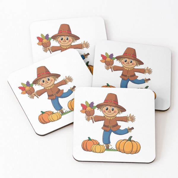Item preview, Happy Thanksgiving Dancing Scarecrow with Pilgrim Hat and Pumpkins designed and sold by Affiliora.