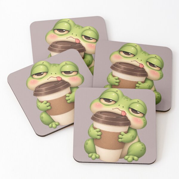 Item preview, Sleepy Frog Coffee Lover Cute Animal Art designed and sold by iyonic art.