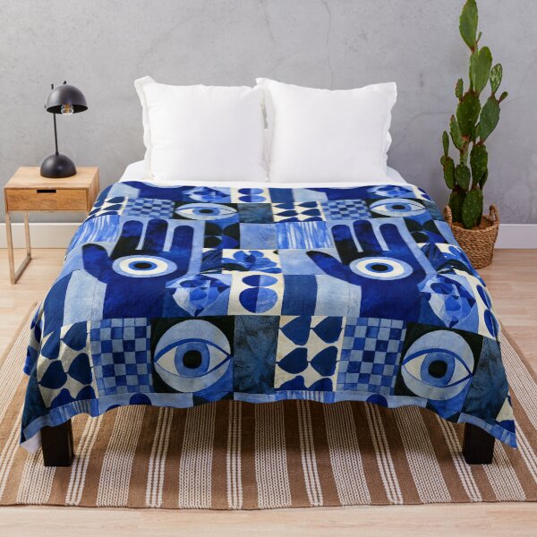 Item preview, Blue Hamsa Evil Eye Geometric Art Poster designed and sold by Anastasiia Yurevych.