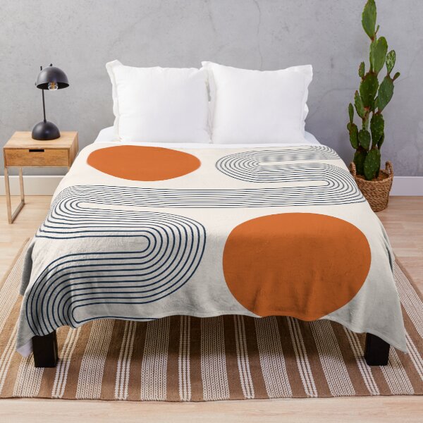Item preview, Mid Century Modern Geometric Abstract Wavy Lines and Terracotta Sun designed and sold by nineFlorals.