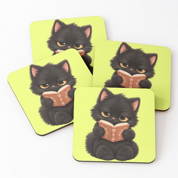 Item preview, Bookworm Black Cat Reading Books Cute Cat Art designed and sold by iyonic art.