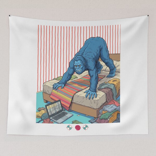 Item preview, Funny Bigfoot Yoga Fail - Awkward Downward Dog Video Call Illustration designed and sold by Whimsy Trail Co.