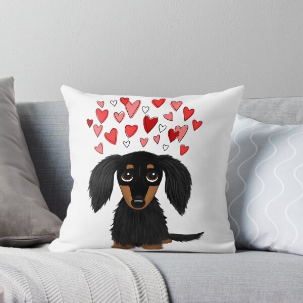 Item preview, Valentine Dog Black And Tan Longhaired Dachshund With Hearts designed and sold by leone-laurinda.