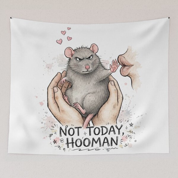 Item preview, Not Today Hooman Grumpy Rat Watercolor designed and sold by Yellowriversss.