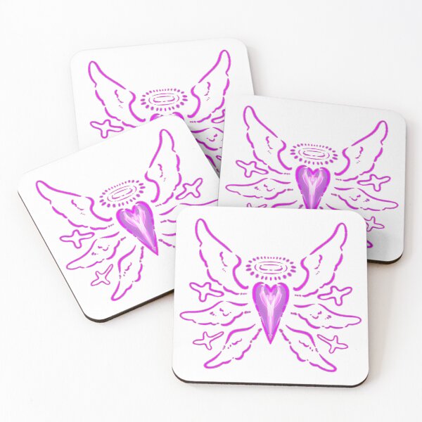 Item preview, Neon Pink Angel Wings Heart Halo designed and sold by kropilakova.