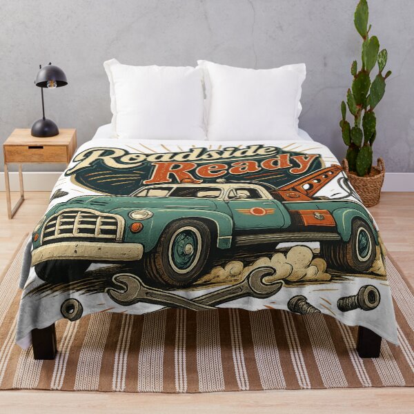 Item preview, Roadside Ready Vintage Tow Truck Retro Mechanic Roadside Assistance Art designed and sold by inkoutninja.