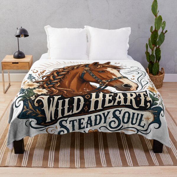 Item preview, Wild Heart Steady Soul Beautiful Horse Floral Equestrian Western Art designed and sold by inkoutninja.