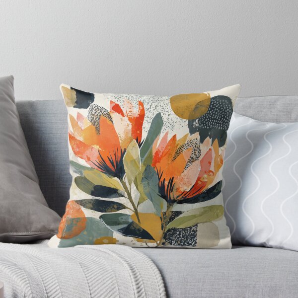 Item preview, Protea Flowers Collage in Orange, Saffron and Navy designed and sold by solynneart.