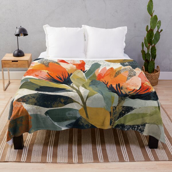 Item preview, Protea Flowers Collage in Orange, Saffron and Navy designed and sold by solynneart.