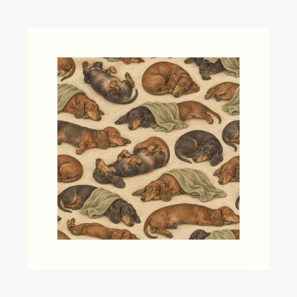Item preview, Sleepy Dachshunds Cozy Blanket Pattern designed and sold by frumixart.