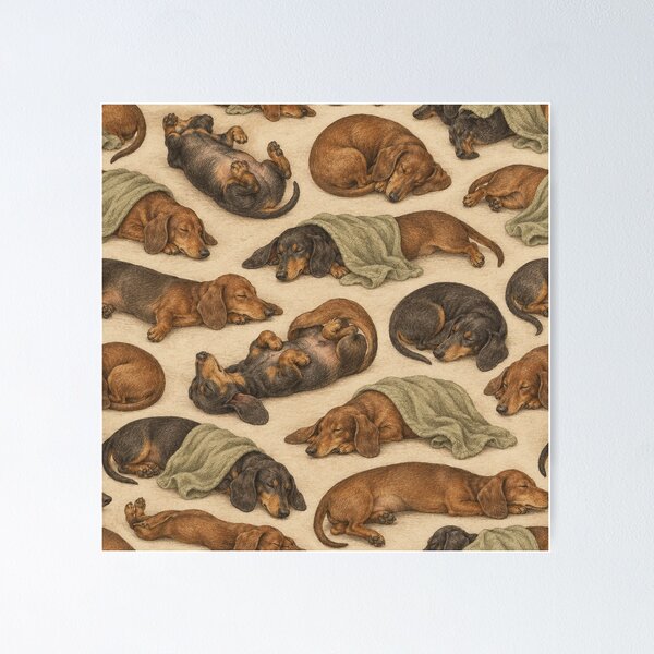 Item preview, Sleepy Dachshunds Cozy Blanket Pattern designed and sold by frumixart.