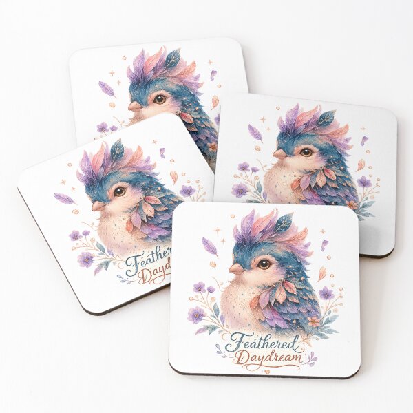 Item preview, Feathered Daydream Cute Pastel Fantasy Bird Floral Cottagecore Art designed and sold by inkoutninja.