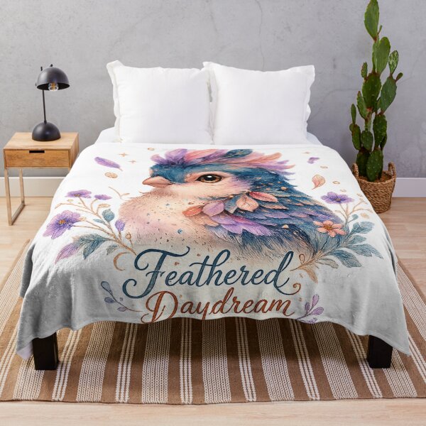 Item preview, Feathered Daydream Cute Pastel Fantasy Bird Floral Cottagecore Art designed and sold by inkoutninja.