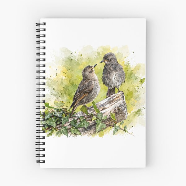 Item preview, Two Young Starlings on an Ivy-Covered Log designed and sold by ER Design.