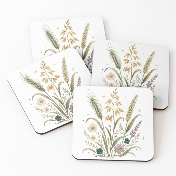 Item preview, Vintage Wildflower Bouquet Wheat Stalks Lavender Rustic Cottagecore Botanical Art designed and sold by inkoutninja.