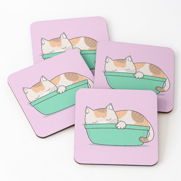 Item preview, Sleeping Cat in Basin Cute Kawaii Sleeping Kitty designed and sold by BrightVibeStore.