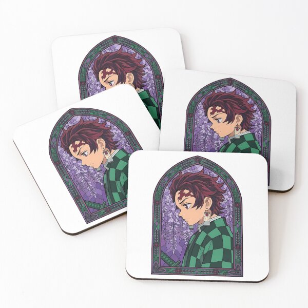 Item preview, Tanjiro Kamado Demon Slayer Wisteria Stained Glass Portrait designed and sold by conroy-arlethas.