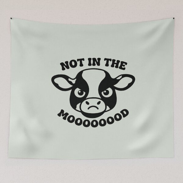 Item preview, Not In The Mooooooood | Funny Grumpy Cow Animal Pun designed and sold by Petal & Pith Makery.