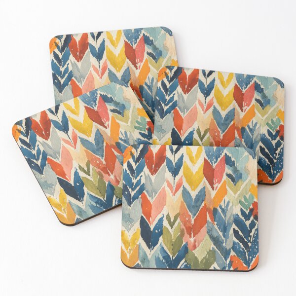 Item preview, Watercolor Chevron Pattern in Blue, Orange and Mustard designed and sold by solynneart.