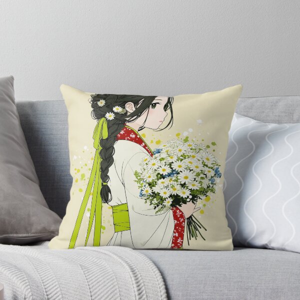 Item preview, Anime Girl holding Chamomile Flower Bouquet Artwork designed and sold by colorful-white.