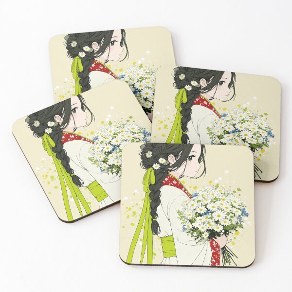Item preview, Anime Girl holding Chamomile Flower Bouquet Artwork designed and sold by colorful-white.