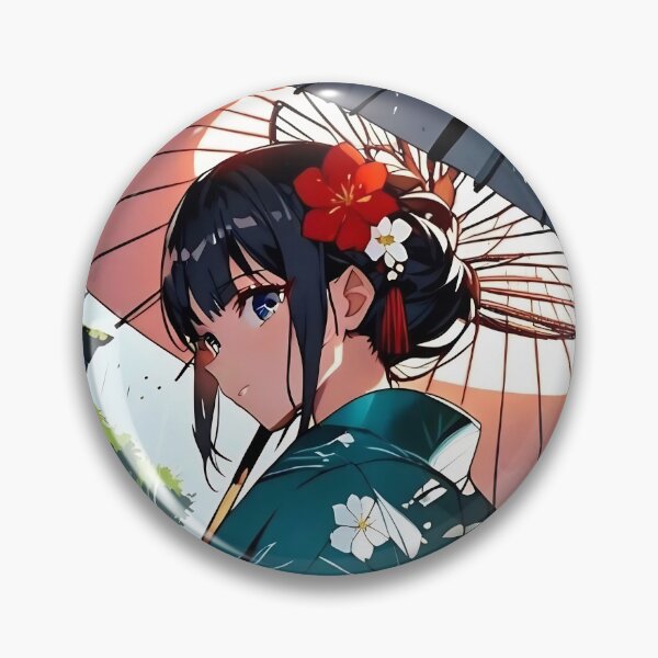 Artikelvorschau, Ein Anime-Mädchen in traditioneller Tracht an einem Regentag entworfen und verkauft von Yuki Bloom.
