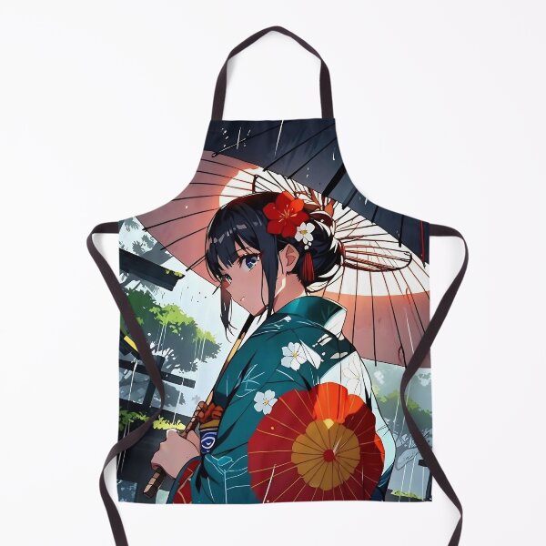 Item preview, An anime girl in traditional dress on a rainy day designed and sold by Yuki Bloom.